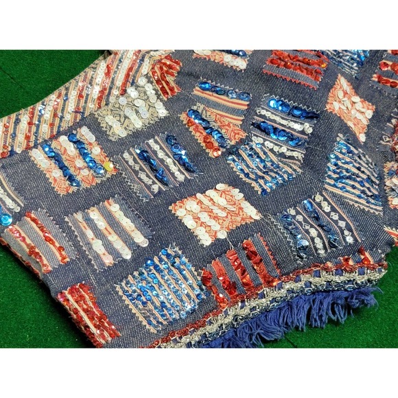 Vtg Custom USA Sequin Embroidered Shorts - Picture 10 of 12